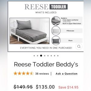 Beddy’s Toddler Bed Bedding style Reese. Comforter, pillow sham & case.
